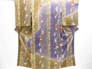 縮緬地花縞模様訪問着